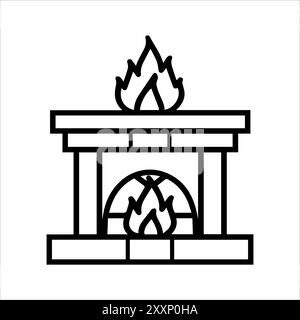 Icône de cheminée ou symbole de ligne moderne. Dessin au trait vectoriel et conception d'icône avec contour audacieux. Noir et blanc Pixel Perfect symbole minimaliste isolé wh Illustration de Vecteur