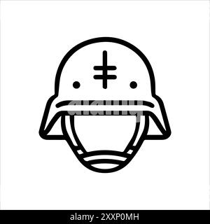 Icône casque militaire ou symbole de ligne moderne. Dessin au trait vectoriel et conception d'icône avec contour audacieux. Noir et blanc Pixel Perfect symbole minimaliste isola Illustration de Vecteur