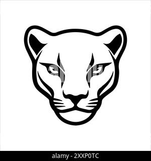 icône puma ou symbole de ligne moderne. Dessin au trait vectoriel et conception d'icône avec contour audacieux. Noir et blanc Pixel Perfect symbole minimaliste isolé blanc b Illustration de Vecteur