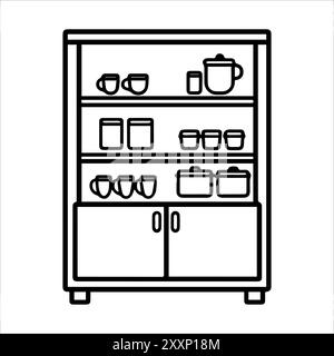 Icône de placard ou symbole de ligne moderne. Dessin au trait vectoriel et conception d'icône avec contour audacieux. Noir et blanc Pixel Perfect symbole minimaliste isolé whi Illustration de Vecteur