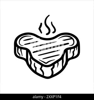 icône de steak ou symbole de ligne moderne. Dessin au trait vectoriel et conception d'icône avec contour audacieux. Noir et blanc Pixel Perfect symbole minimaliste blanc isolé Illustration de Vecteur