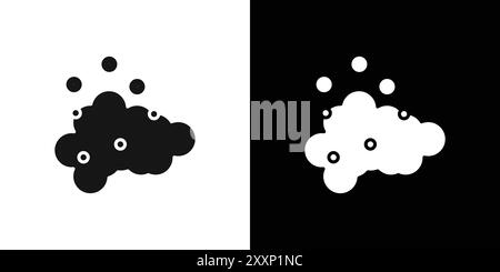 Bulles et icône de mousse vecteur d'art de ligne noire en noir et blanc contour set signe de collection Illustration de Vecteur