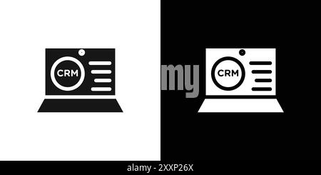 Icône crm vecteur d'art de ligne noire dans le signe de collection d'ensemble de contour noir et blanc Illustration de Vecteur