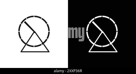 Icône de roue de hamster vecteur d'art de ligne noire dans le signe de collection d'ensemble de contour noir et blanc Illustration de Vecteur