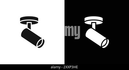 Icône de projecteur de plafond vecteur d'art de ligne noire en noir et blanc contour set signe de collection Illustration de Vecteur