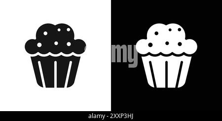 Muffin icône vecteur d'art de ligne noire en noir et blanc contour set signe de collection Illustration de Vecteur