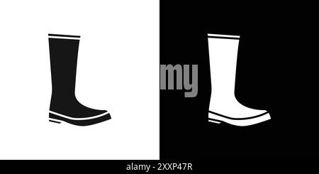 Icône de bottes de pêche vecteur d'art de ligne noire en noir et blanc contour set signe de collection Illustration de Vecteur