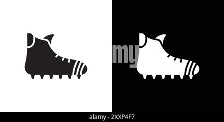 Icône de chaussures de football icône Black Line art vector en noir et blanc contour set signe de collection Illustration de Vecteur