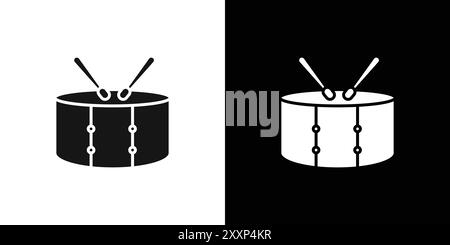 Icône Snare Drum vecteur d'art de ligne noire en noir et blanc contour set signe de collection Illustration de Vecteur