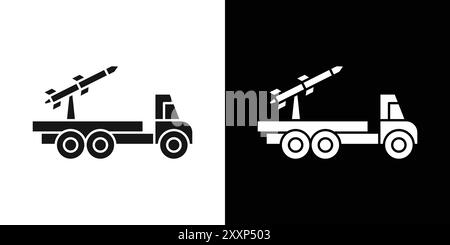 Icône de lanceur de missile vecteur d'art de ligne noir en noir et blanc contour set signe de collection Illustration de Vecteur