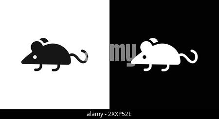 Icône d'animal de souris vecteur d'art de ligne noire en noir et blanc contour set signe de collection Illustration de Vecteur