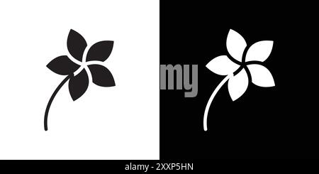 plumeria icône vecteur d'art de ligne noire en noir et blanc contour set signe de collection Illustration de Vecteur