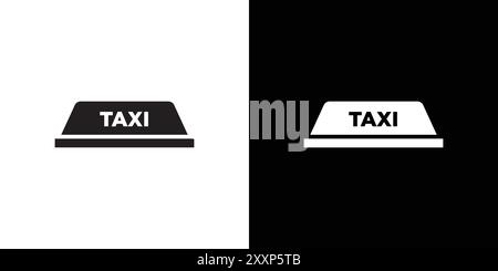 Icône de lampe de taxi vecteur d'art de ligne noire en noir et blanc contour set signe de collection Illustration de Vecteur