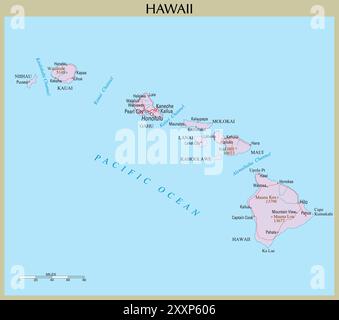 Carte de Hawaï, États-Unis Illustration de Vecteur