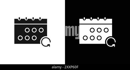 Mettre à jour l'icône de calendrier vecteur d'art de ligne noire en noir et blanc contour set signe de collection Illustration de Vecteur