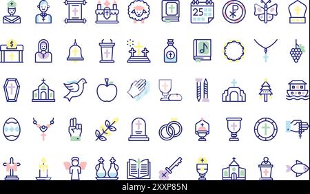 Christianity Icons collection est une illustration vectorielle avec trait modifiable. Illustration de Vecteur