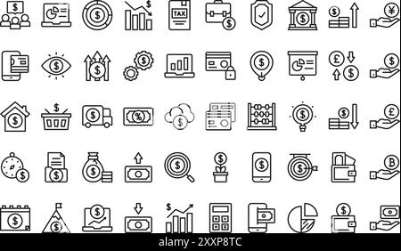 La collection d'icônes Finances est une illustration vectorielle avec un trait modifiable. Illustration de Vecteur