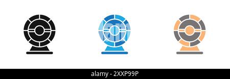 Collection de contour d'icône de roue de hamster ou ensemble en noir et blanc Illustration de Vecteur