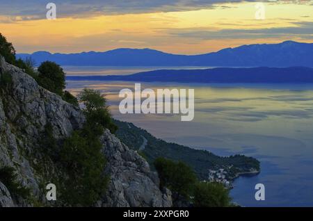 Coucher de soleil Makarska Riviera, coucher de soleil Makarska Riviera 01 Banque D'Images