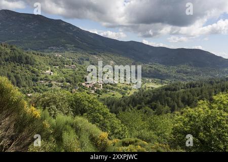 Paysage de montagne typique en Ardèche, France, Europe Banque D'Images