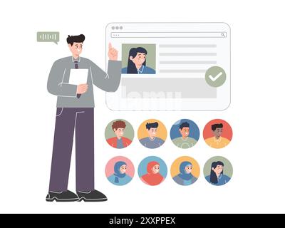 cv des candidats vérification de la sélection embauche recrutement analyse curriculum vitae candidature système de suivi des candidats Illustration de Vecteur