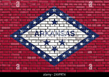 Drapeau de l'Arkansas peint sur le mur de briques Banque D'Images