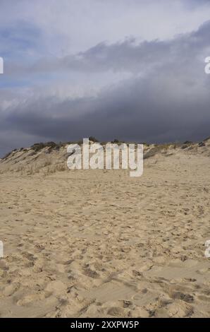 Dunes de sable sans personne et une tempête derrière à Comporta, Portugal, Europe Banque D'Images