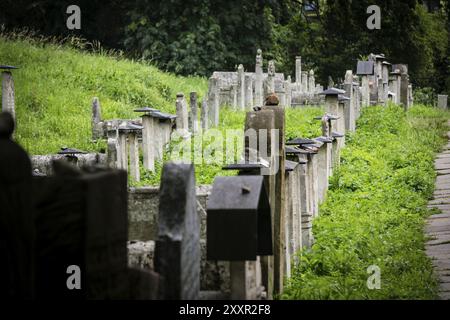 Cimetière Remuh, XVIe siècle, noyau médiéval de Kazimierz, centre historique des Juifs, Cracovie, Pologne, europe de l'est, Europe Banque D'Images