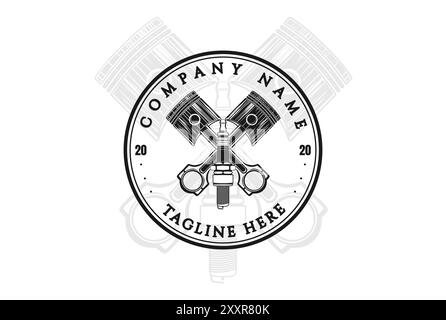 Rétro Vintage piston Spark Plug Auto garage logo Design Vector Illustration de Vecteur