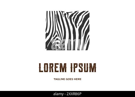 Motif zèbre noir blanc rétro carré pour African Wild Safari logo Design Vector Illustration de Vecteur