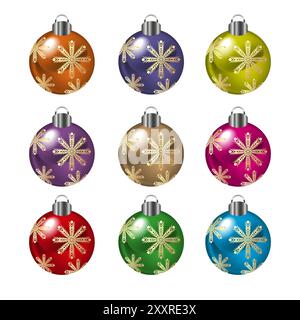 Boules de Noël en différentes couleurs vector illustration. Illustration de Vecteur