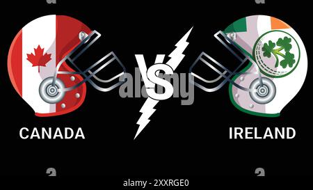 Canada vs Irlande 3D illustration Vector drapeaux sur le casque de cricket pour versus match avec fond noir Illustration de Vecteur