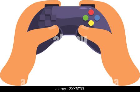 Mains tenant une manette de jeu vidéo, jouant une console Illustration de Vecteur