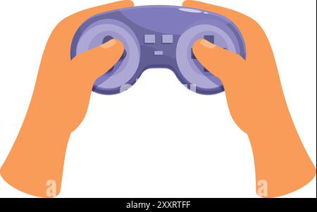 Mains tenant une manette de jeu vidéo, jouant une console Illustration de Vecteur