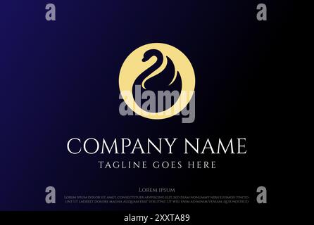 Vecteur de conception de logo Golden Luxury Swan Goose Duck Illustration de Vecteur