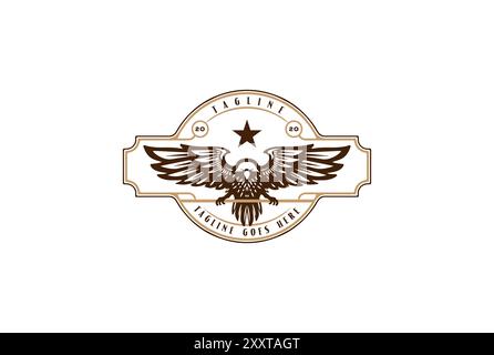 Vintage rétro Eagle Hawk Falcon Bird badge emblème logo Design vecteur Illustration de Vecteur