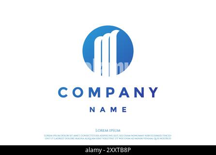 Simple lettre initiale minimaliste M Waterfall logo Design Vector Illustration de Vecteur