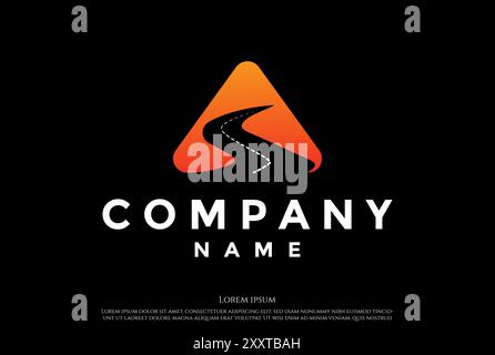 Simple minimaliste Triangle Mountain Hill Winding Street Road River Creek logo Design Vector Illustration de Vecteur