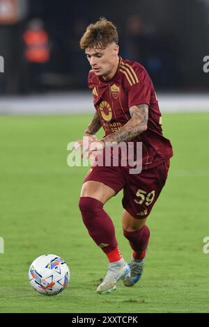 Rome, Latium. 25 août 2024. Nicola Zalewski de L'AS Roma lors du match de Serie A entre Roma et Empoli au stade olympique, Italie, le 25 août 2024. Crédit crédit : massimo insabato/Alamy Live News Banque D'Images