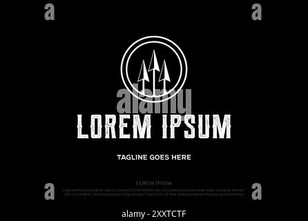 Simple minimaliste 3 trois Trident Triple flèche Spear logo vecteur de conception Illustration de Vecteur