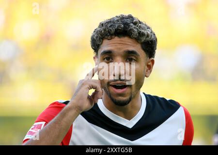 Signal Iduna Arena Dortmund Allemagne, 24.8,2024, Football : Bundesliga saison 2024/25 jour de match 1, Borussia Dortmund (BVB, jaune) vs Eintracht Frankfurt (SGE, blanc) 2:0 - Omar Marmoush (SGE) Banque D'Images