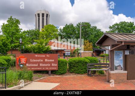 SPRINGFIELD, ILLINOIS, États-Unis - 15 MAI 2024 : site historique national Lincoln Home. Le site contient la maison où Abraham Lincoln a vécu avant Be Banque D'Images