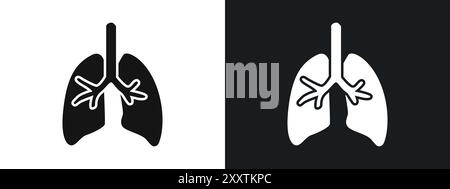 Symbole graphique vectoriel linéaire icône poumons défini pour l'interface utilisateur de l'application Web Illustration de Vecteur
