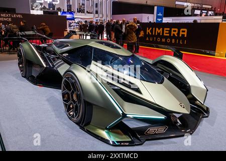 Lamborghini V12 Vision Gran Turismo car au salon international de l'automobile de Genève. Suisse - 26 février 2024. Banque D'Images