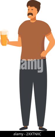 Jeune homme tenant un verre de bière dans sa main est relaxant Illustration de Vecteur