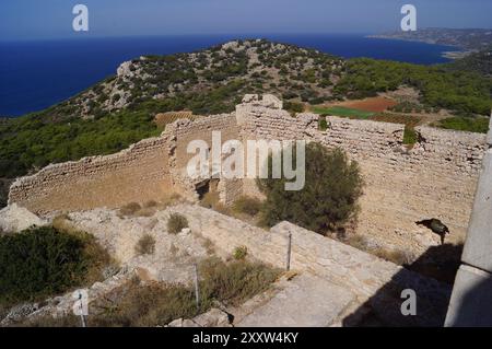 Vue de l'intérieur du château de Kritina dans le côté sud de Rhodes, Grèce Banque D'Images