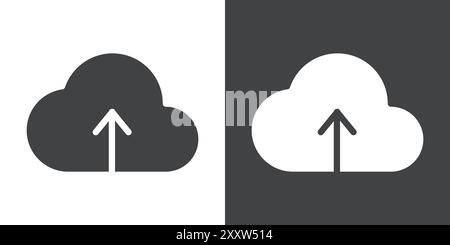 Icône de téléchargement de nuage ensemble plat en noir et blanc vecteur de contour de couleur Illustration de Vecteur