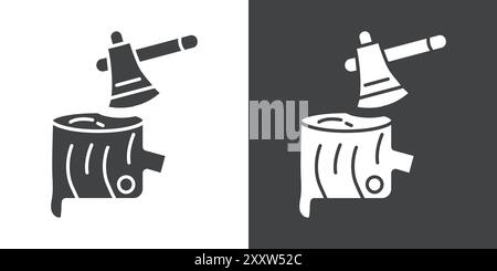 Deforestation Icon Flat Set dans le vecteur de contour de couleur noir et blanc Illustration de Vecteur