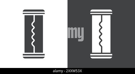 Icône de fusible électrique Flat Set dans le vecteur de contour de couleur noir et blanc Illustration de Vecteur