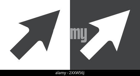 Icône de curseur Flat Set dans le vecteur de contour de couleur noir et blanc Illustration de Vecteur